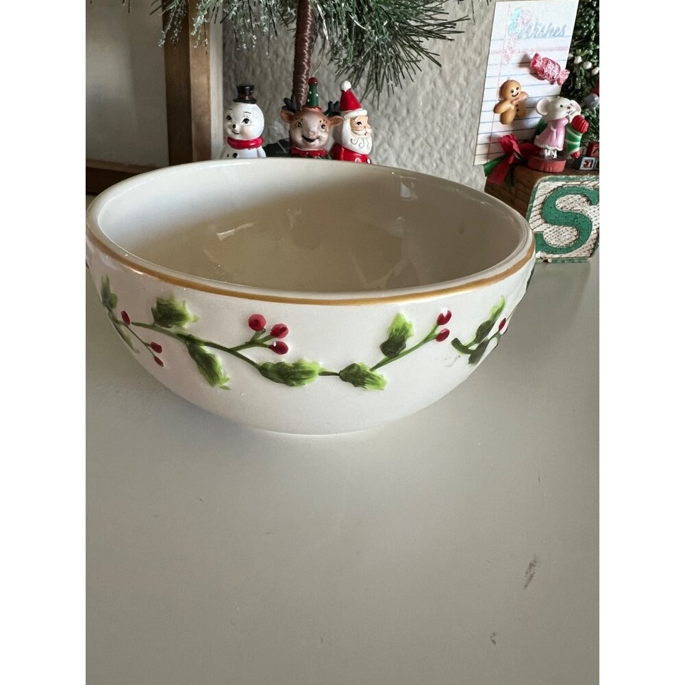 St. Nicholas Square Holly Jolly Ceramic Bowl 7" Dishwasher & Microwave Safe